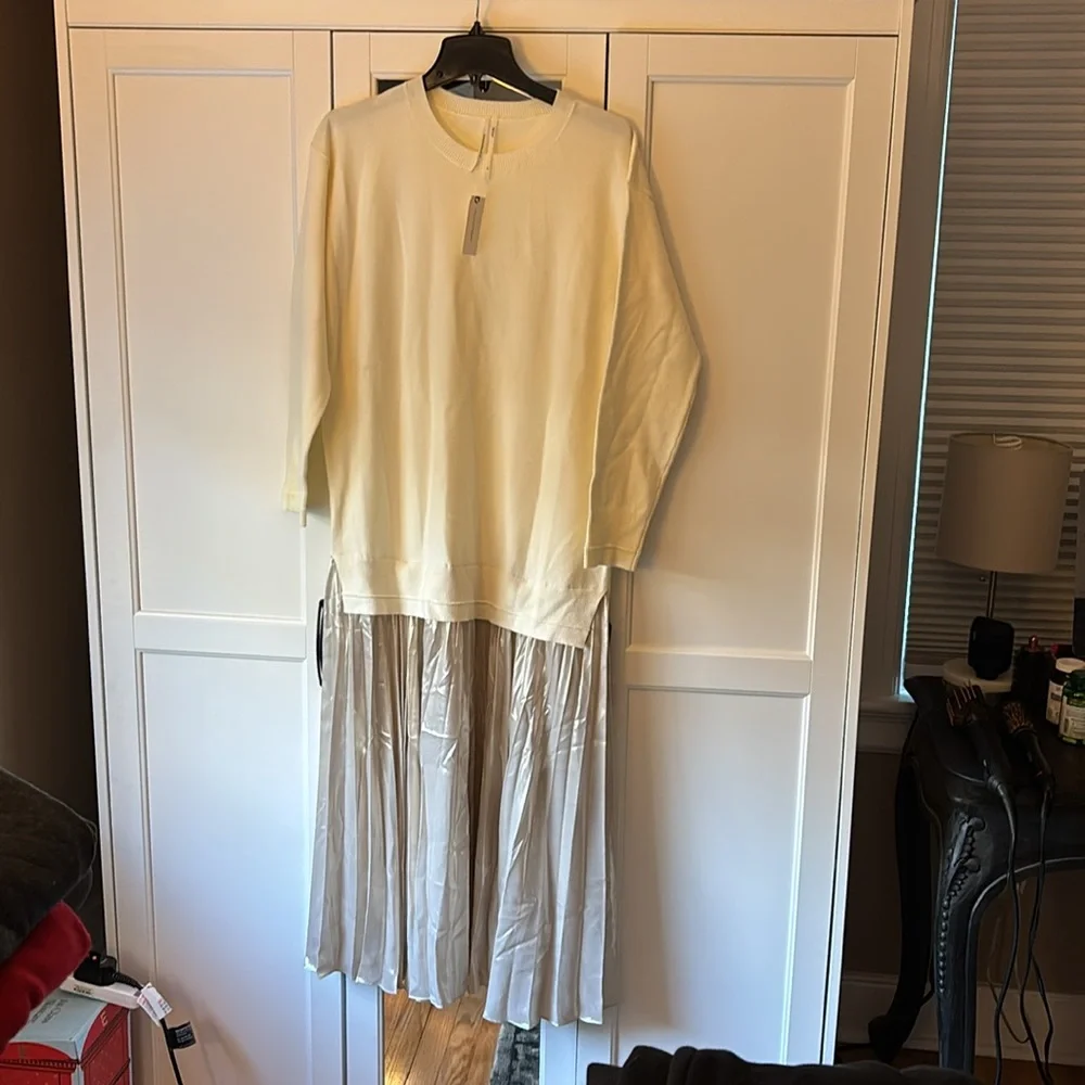 Anthropologie Cream Long Sleeve Dress - Picture 3 of 3